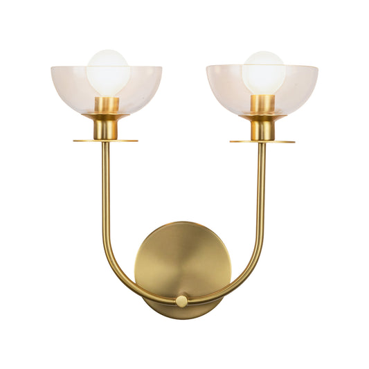 Sylvia 12-in Matte Black/Clear Glass 2 Lights Wall Vanity