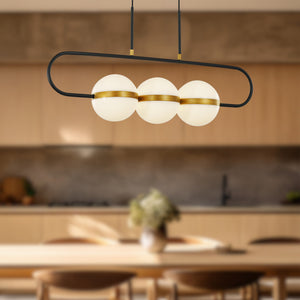 Tagliato 32-in Matte Black/Brushed Gold LED Linear Pendant
