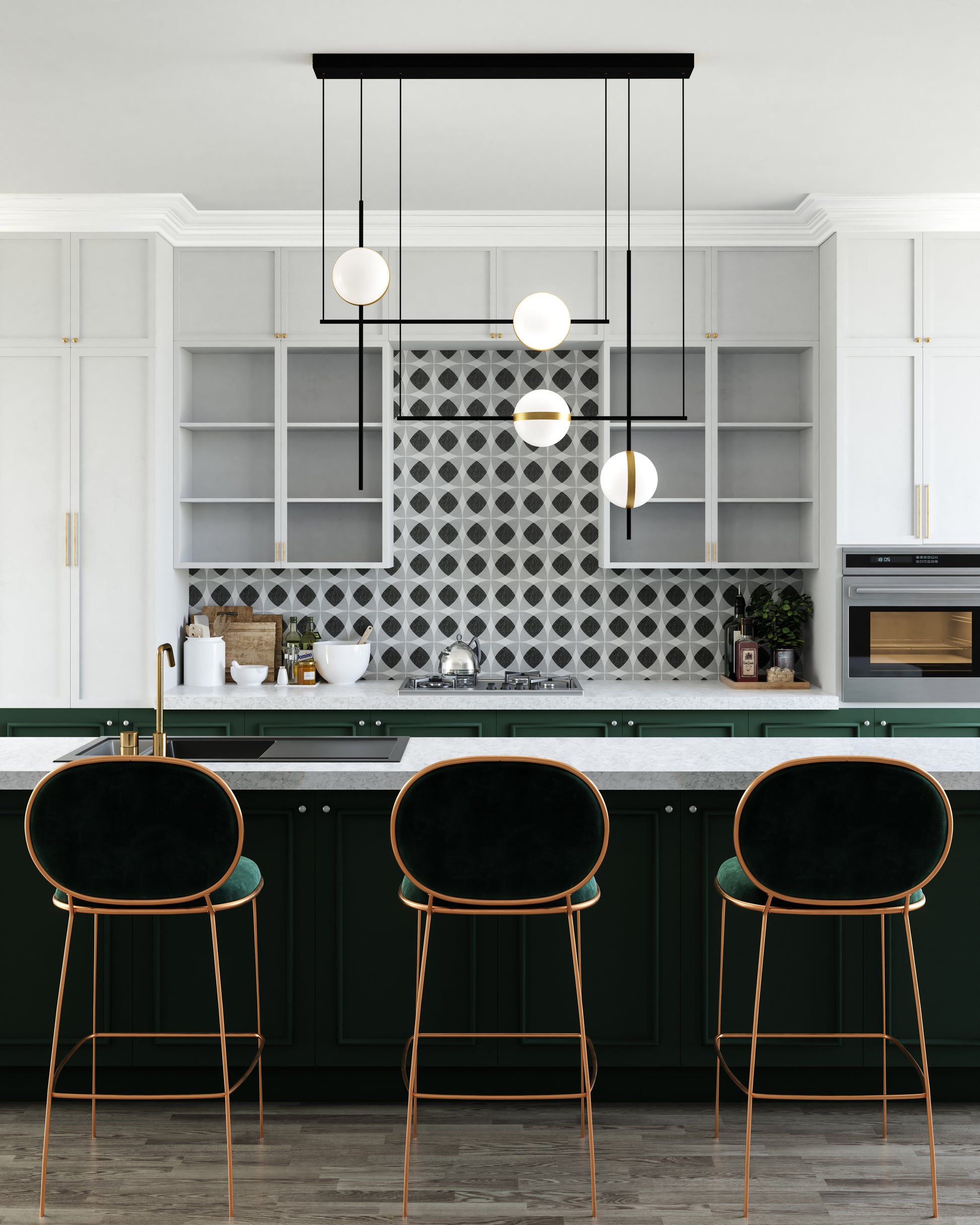 Tagliato 40-in Matte Black/Brushed Gold LED Linear Pendant