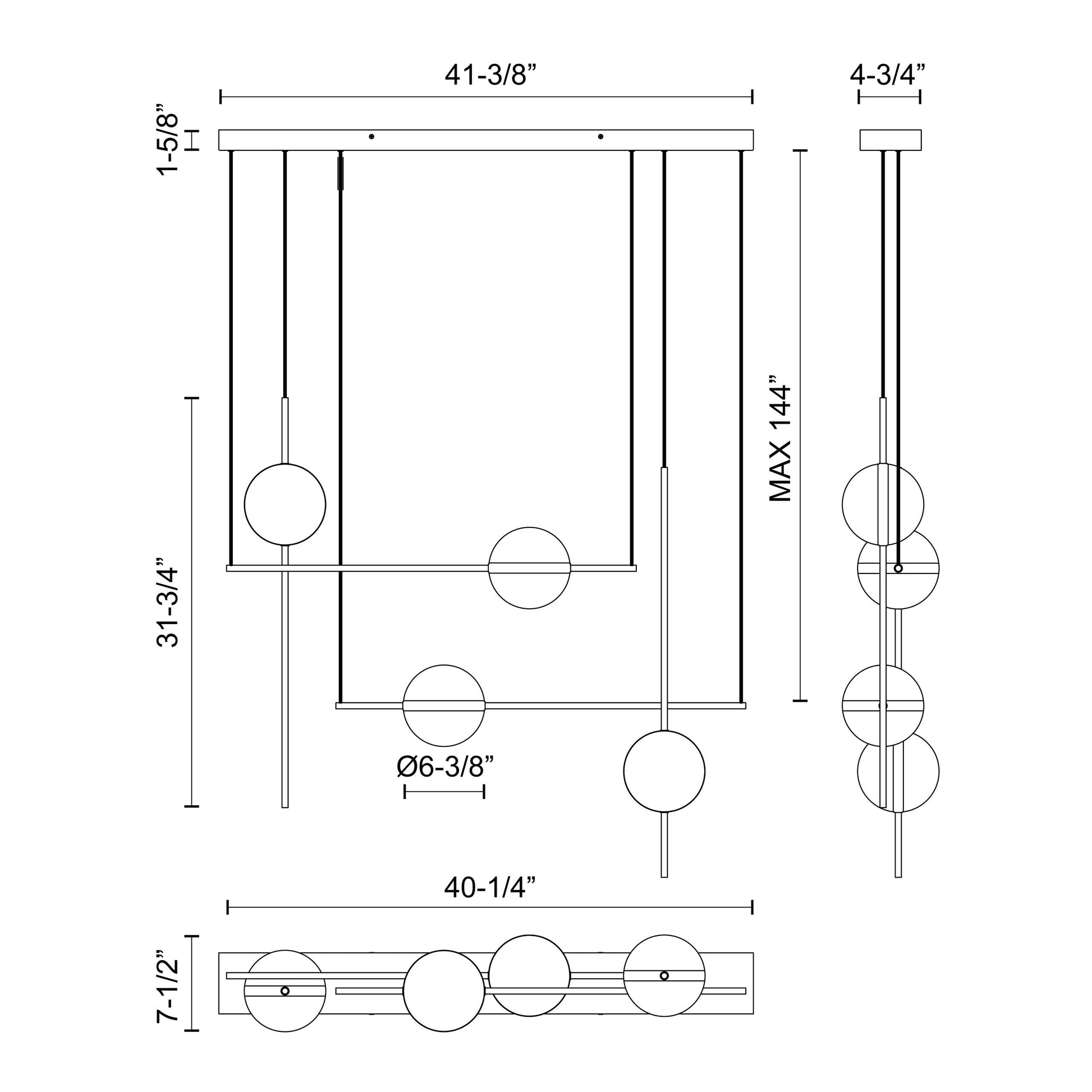 Tagliato 40-in Matte Black/Brushed Gold LED Linear Pendant