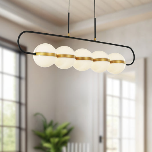 Tagliato 5 Head Matte Black/Brushed Gold LED Linear Pendant