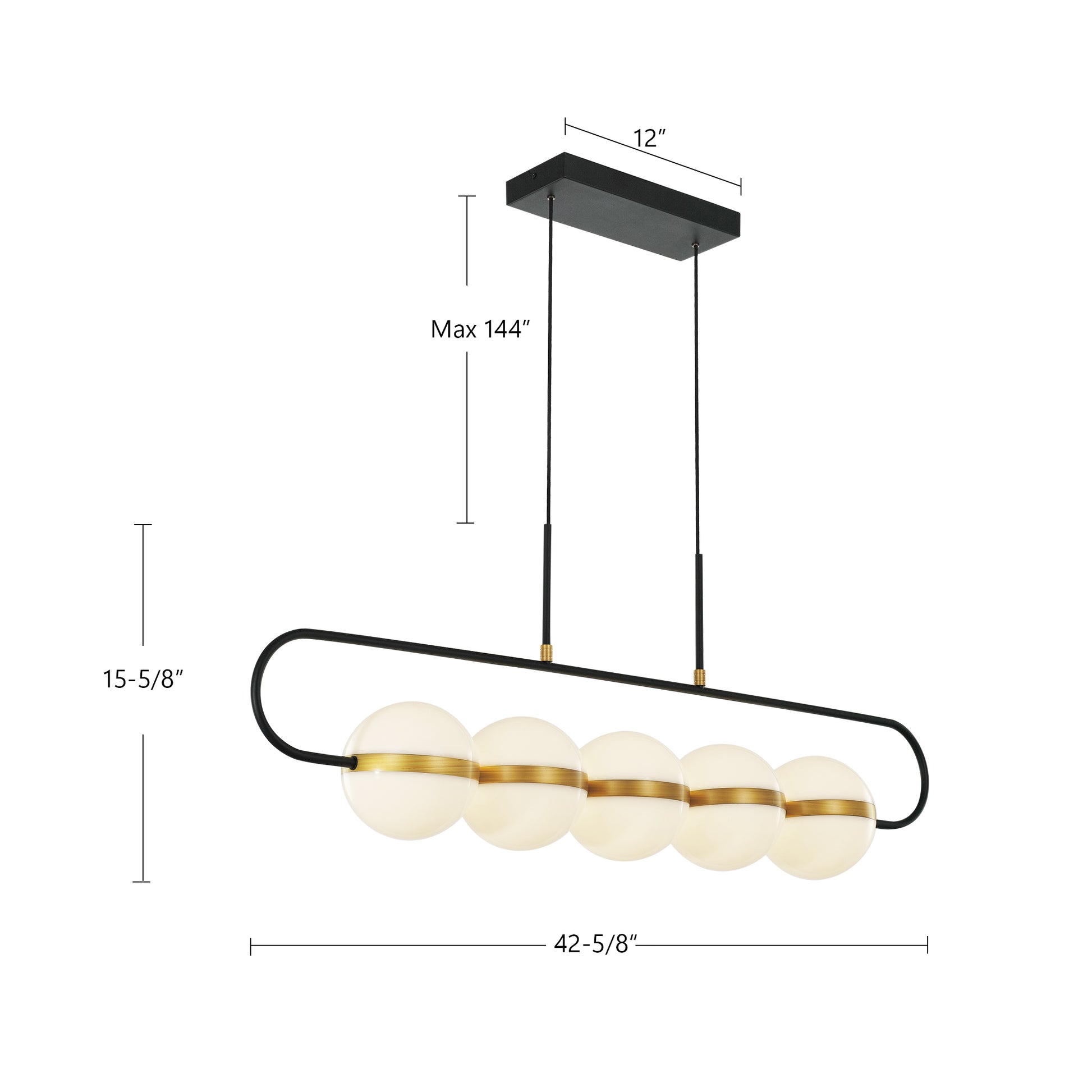 Tagliato 5 Head Matte Black/Brushed Gold LED Linear Pendant