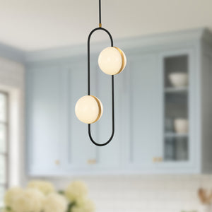 Tagliato 2 Head Matte Black/Brushed Gold LED Pendant