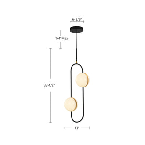Tagliato 2 Head Matte Black/Brushed Gold LED Pendant