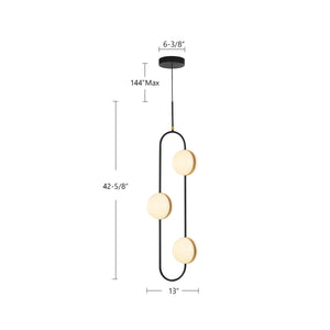 Tagliato 3 Head Matte Black/Brushed Gold LED Pendant