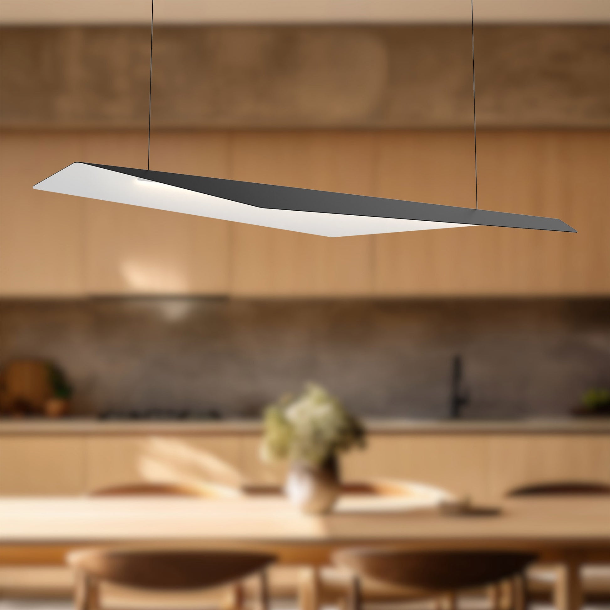 Taro 48-in Black/White LED Linear Pendant