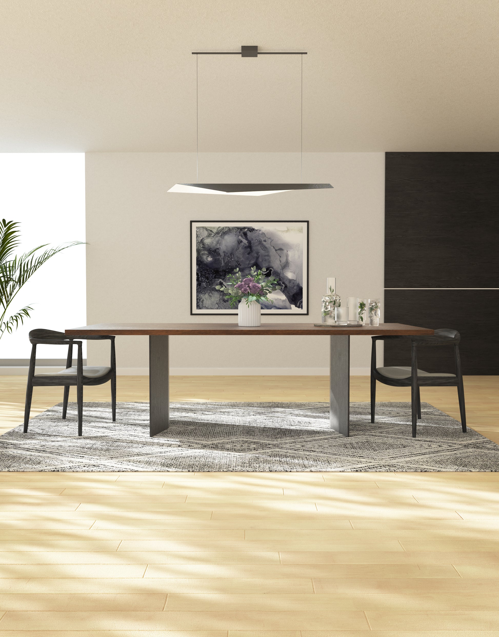 Taro 48-in Black/White LED Linear Pendant