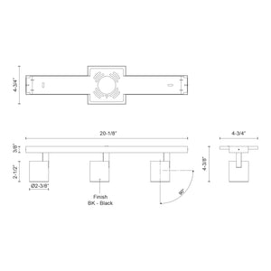 Arnold 3-Head Black LED Track Lights