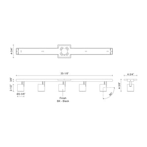 Arnold 5-Head Black LED Track Lights