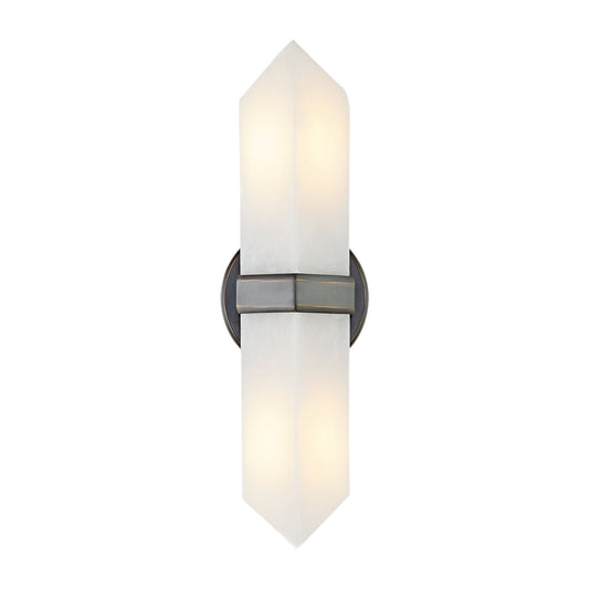 Valencia 15-in Vintage Brass/Alabaster 2 Lights Wall/Vanity