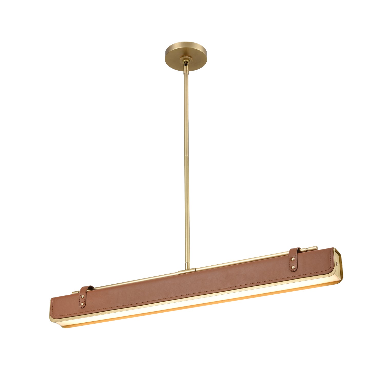 Valise 31-in Vintage Brass/Tuxedo Leather LED Pendant