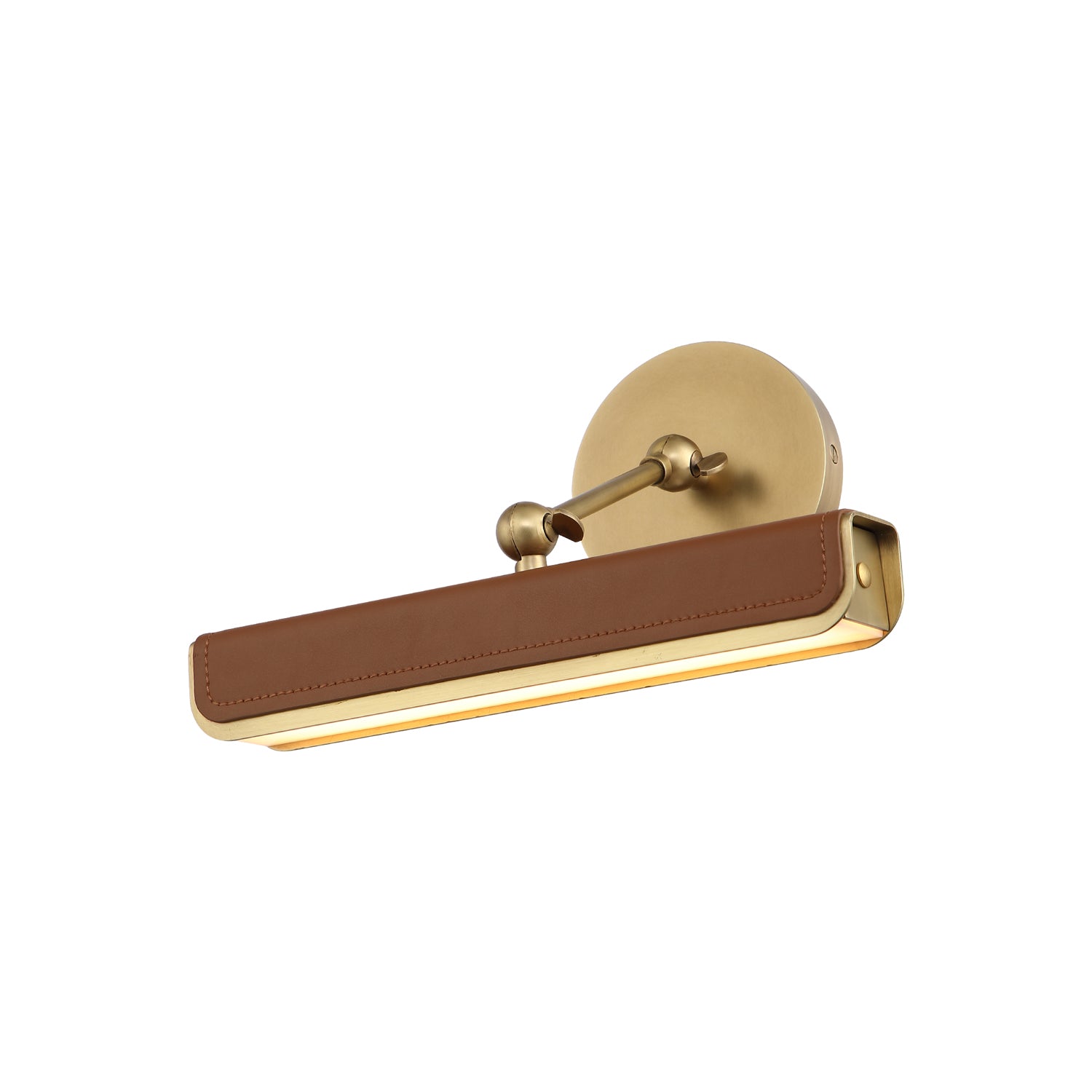 Valise Picture 12-in Vintage Brass/Tuxedo Leather LED Wall/Picture Light