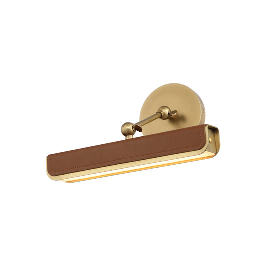 Valise Picture 12-in Vintage Brass/Tuxedo Leather LED Wall/Picture Light