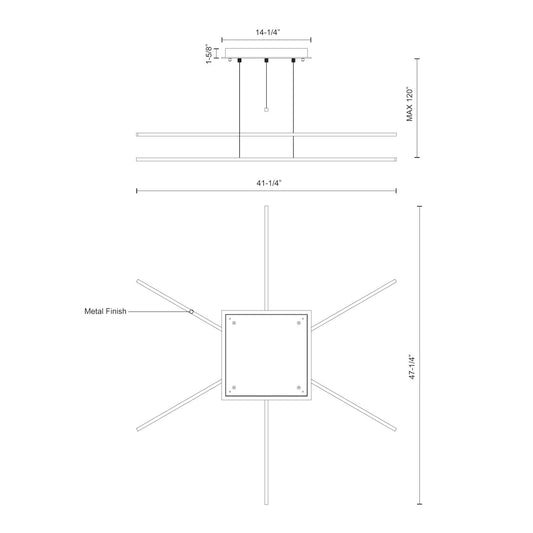 Vega Minor 3 Head Brushed Gold LED Multi Pendant
