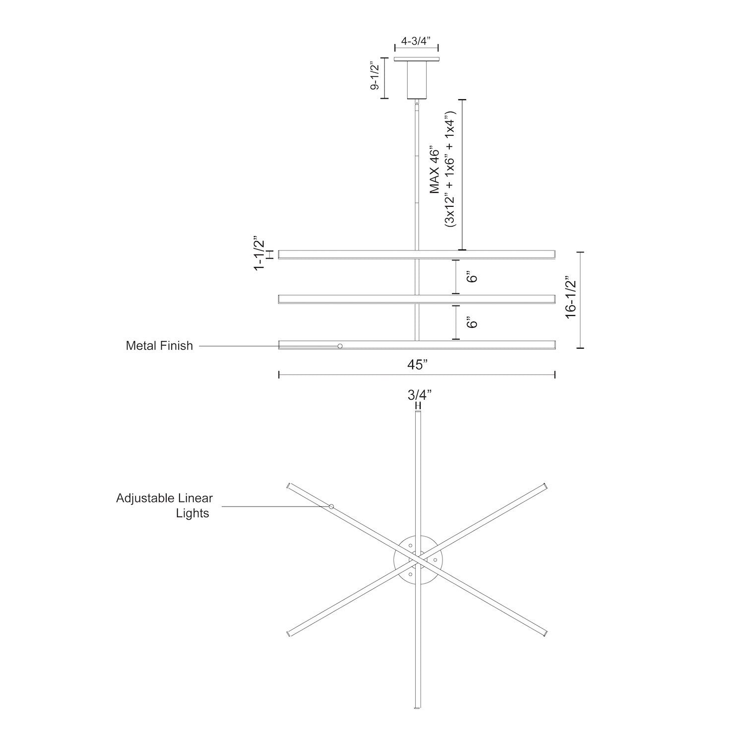 Vega 45-in Black LED Chandeliers
