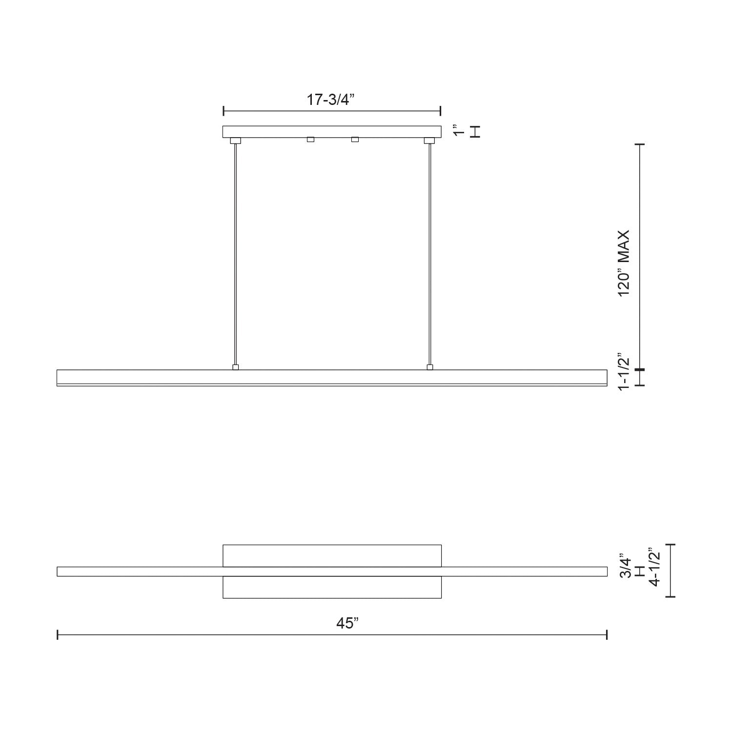 Vega 45-in Brushed Gold LED Linear Pendant