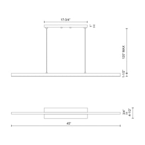 Vega 45-in Brushed Gold LED Linear Pendant