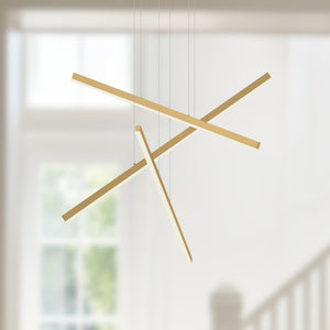 Vega 3 Head Brushed Gold LED Multi Pendant