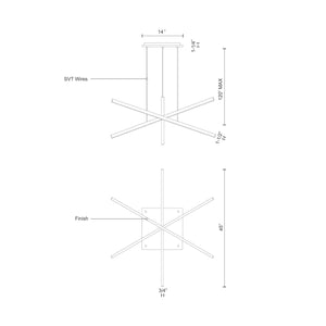 Vega 3 Head Brushed Gold LED Multi Pendant