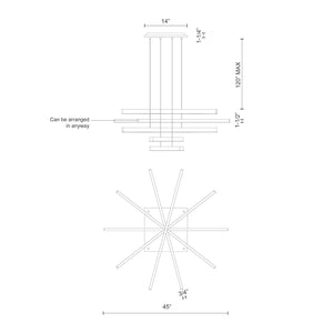 Vega 5 Head Brushed Gold LED Multi Pendant