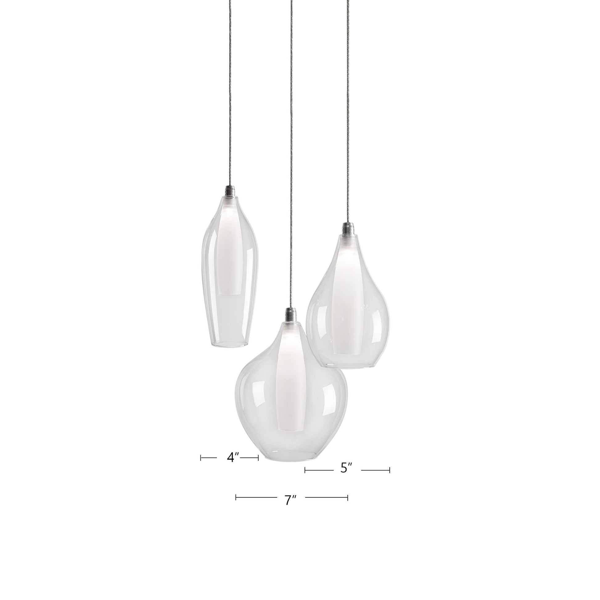 Victoria 3 Head Chrome LED Multi Pendant