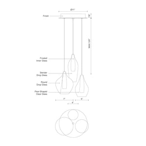 Victoria 3 Head Chrome LED Multi Pendant