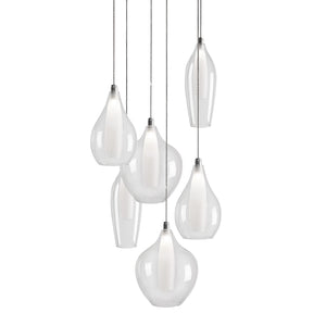 Victoria 6 Head Chrome LED Multi Pendant
