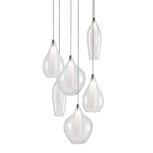 Victoria 6 Head Chrome LED Multi Pendant