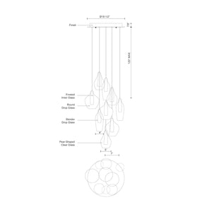 Victoria 9 Head Chrome LED Multi Pendant