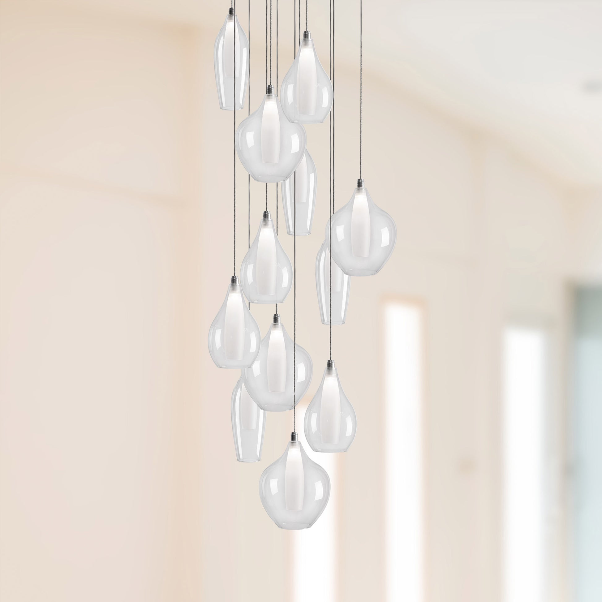 Victoria 12 Head Chrome LED Multi Pendant