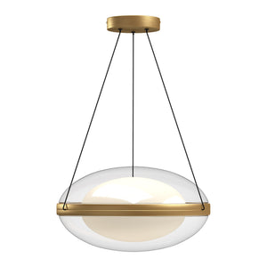 Virgo 16-in Brushed Gold/Opal Glass LED Pendant