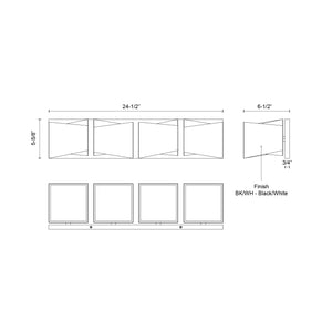 Cubix 24-in Black/White LED Vanity