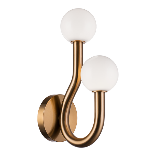 With flowing arms featuring round Opal glass, the Joelle incorporates a mix of style and elegance that could enhance the visual impact. Finishes include chandeliers and wall sconces in Aged Gold Brass and Matte Black.