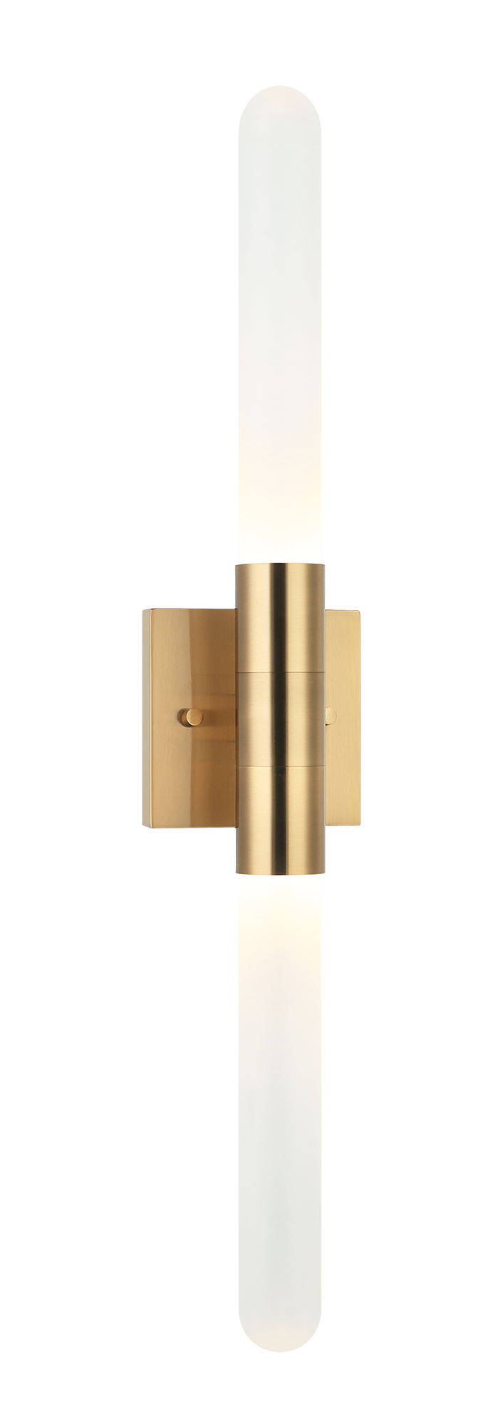 Aydin is a Modern LED with cylindrical tube and frosted glass shade. Available in either Aged Gold Brass or Matte Black finish.