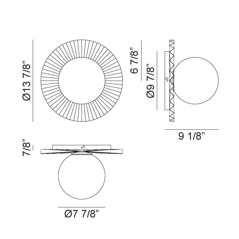 Modern Ruff Wall Sconce/Ceiling Mount