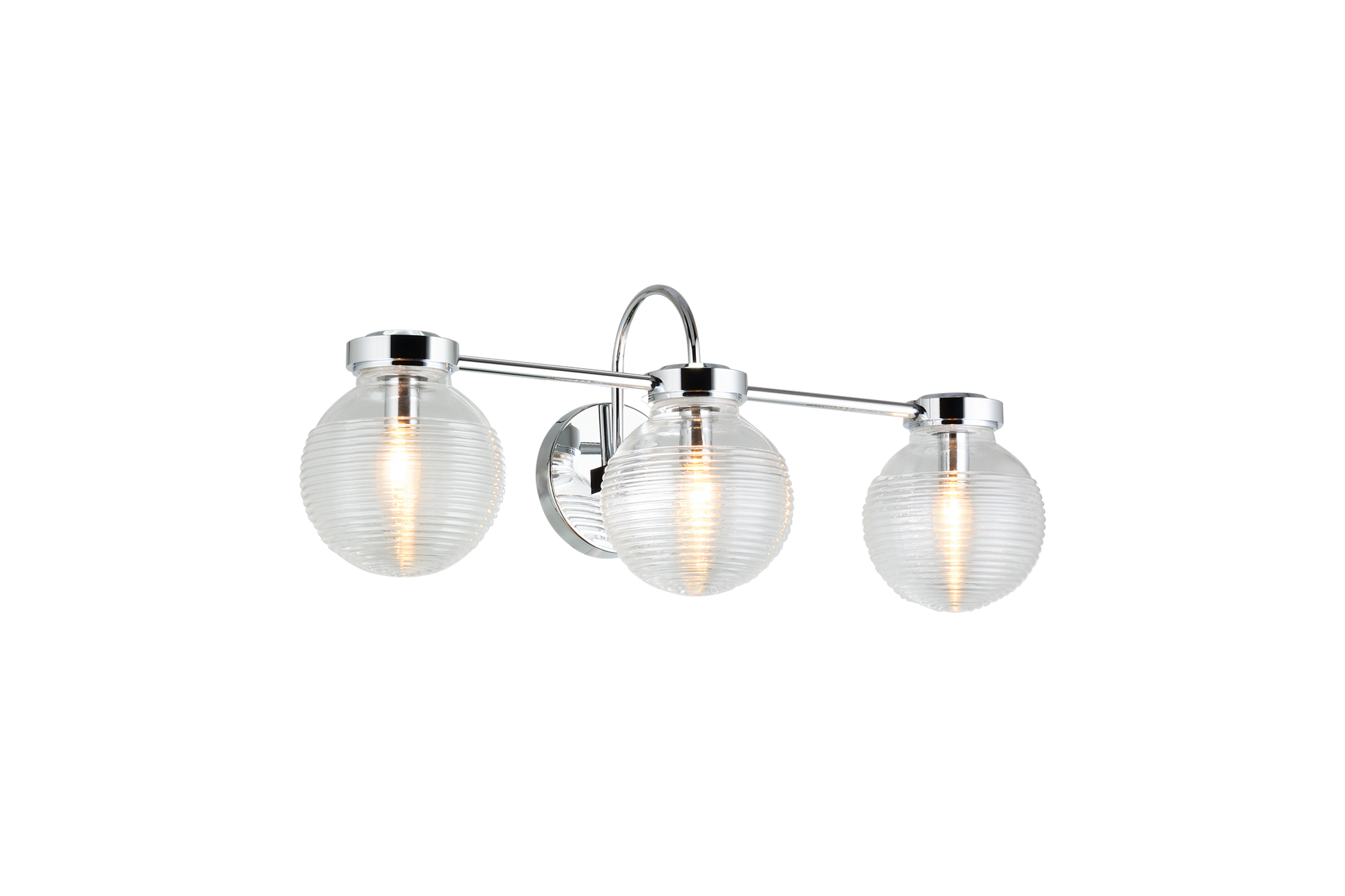 The Ridge collection is designed with ribbed glass globes that create a harmonious century-old feel. Gorgeous and stylish, comes in a single pendant and one light, two light, three light or four light wall sconce option. Matte Black or Chrome finishes.