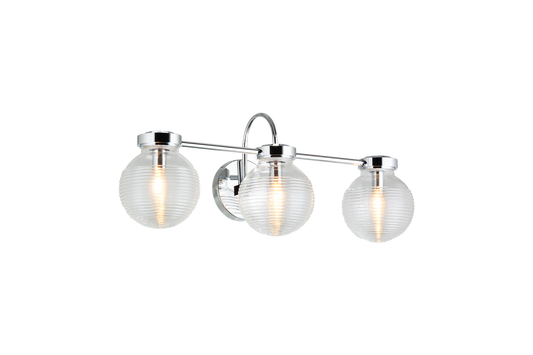 The Ridge collection is designed with ribbed glass globes that create a harmonious century-old feel. Gorgeous and stylish, comes in a single pendant and one light, two light, three light or four light wall sconce option. Matte Black or Chrome finishes.