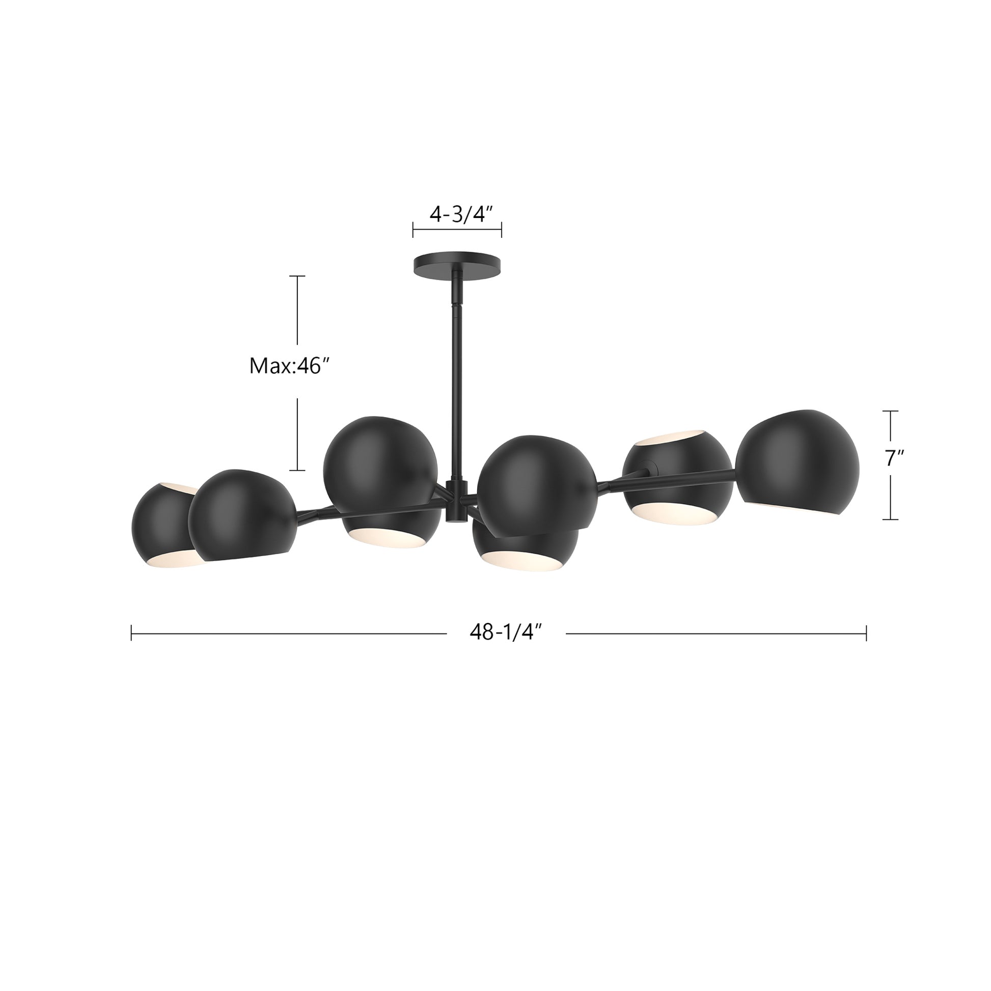 Willow 48-in Matte Black 8 Lights Linear Pendant