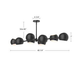 Willow 48-in Matte Black 8 Lights Linear Pendant