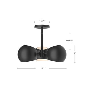 Willow 16-in Matte Black 3 Lights Pendant