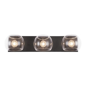 Willow 22-in Matte Black/Smoked Solid Glass 3 Lights Vanity