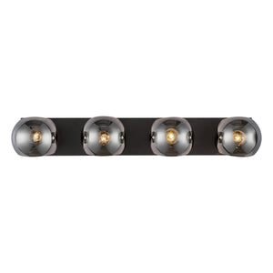 Willow 31-in Matte Black/Smoked Solid Glass 4 Lights Vanity