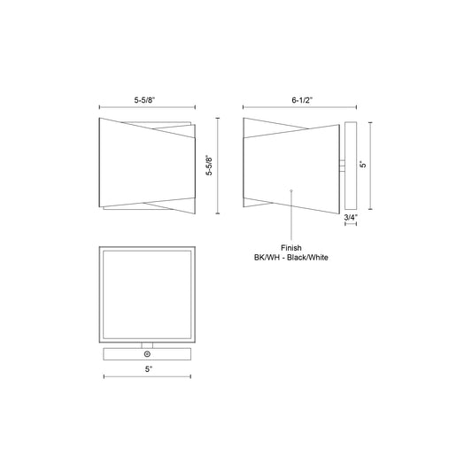 Cubix 5-in Black/White LED Wall Sconce