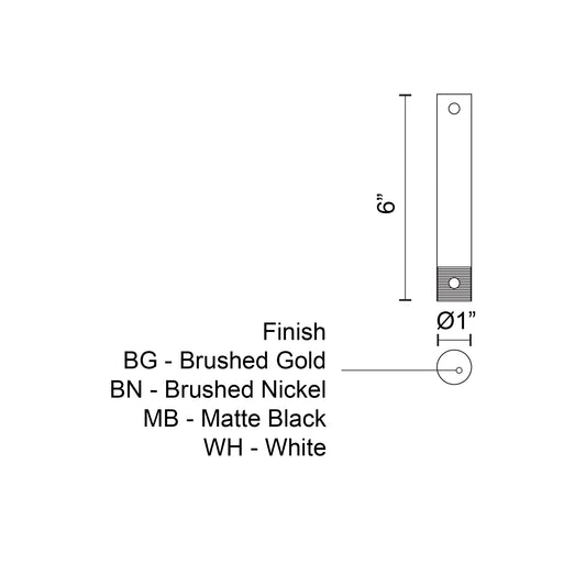 Fan Downrod 6-in Brushed Nickel