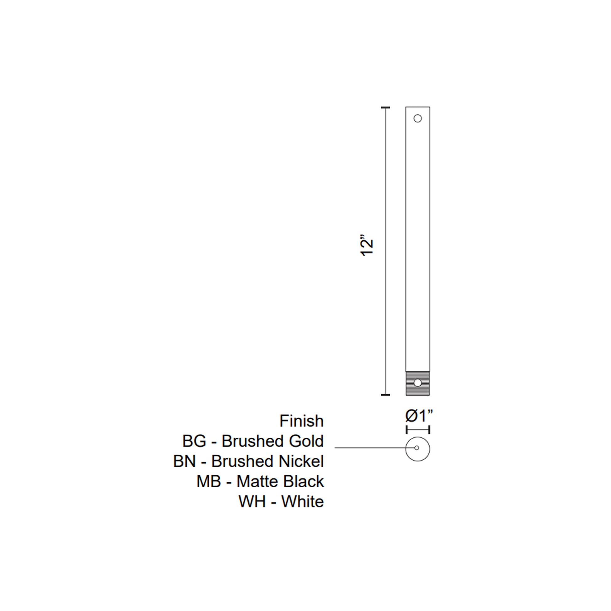 Fan Downrod 12-in Brushed Nickel