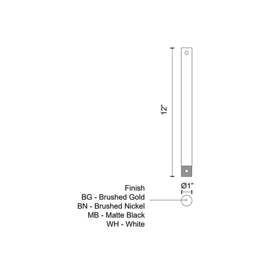 Fan Downrod 12-in Brushed Nickel