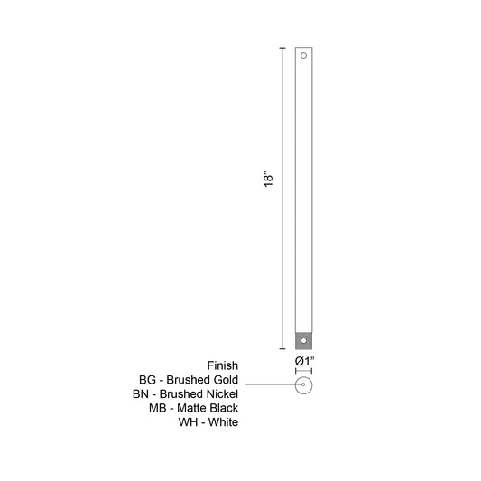 Fan Downrod 18-in Brushed Nickel