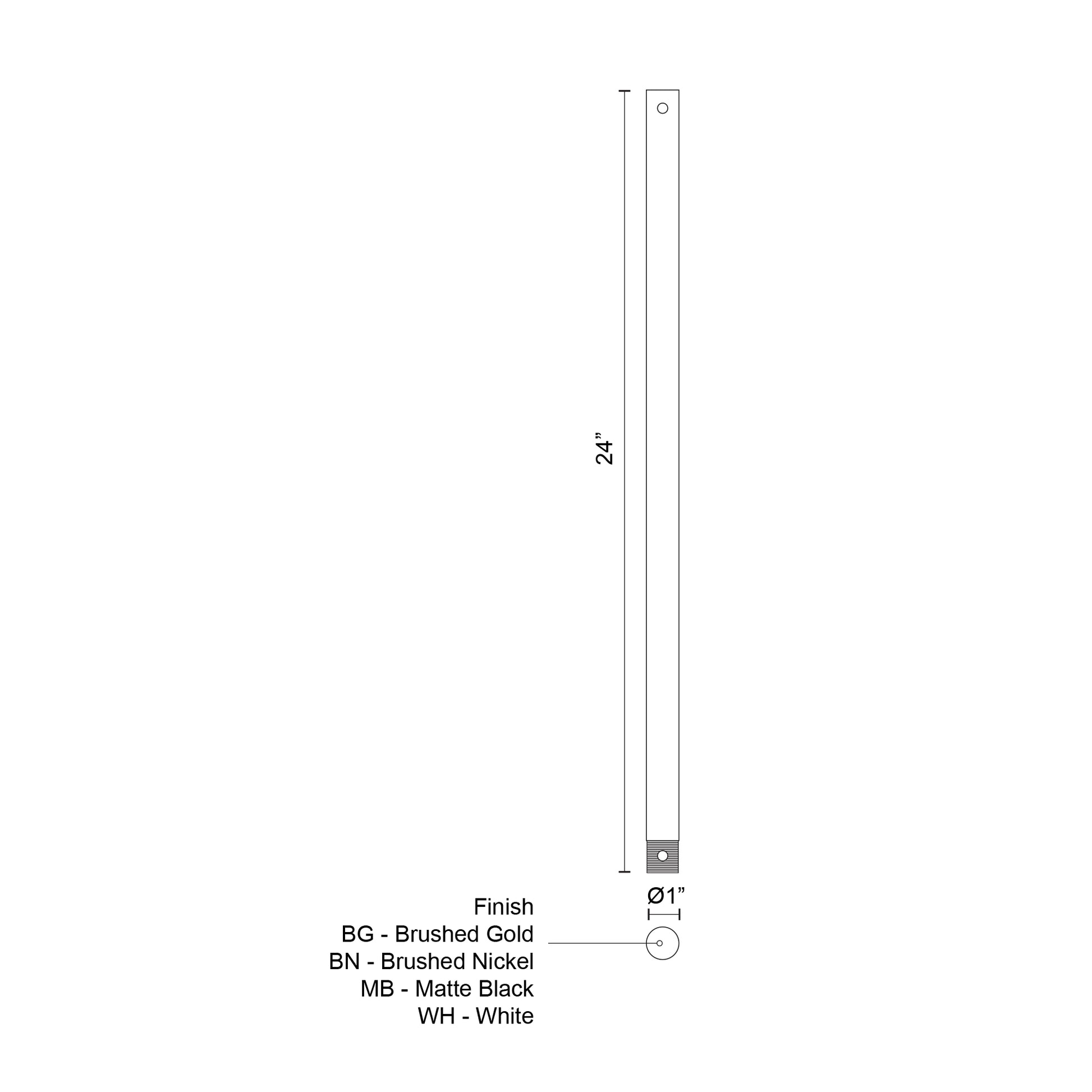 Fan Downrod 24-in Brushed Nickel