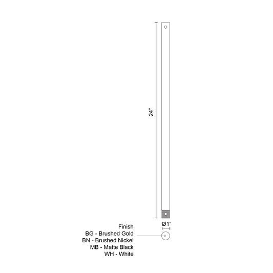 Fan Downrod 24-in Brushed Nickel