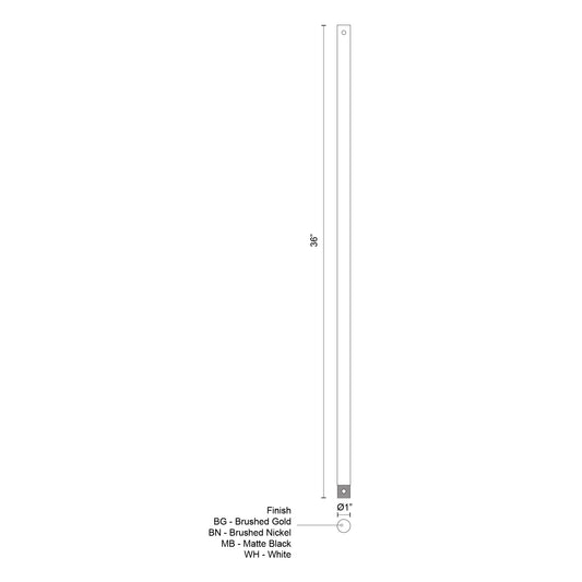 Fan Downrod 36-in Brushed Nickel